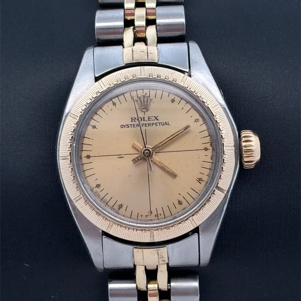 Vintage Rolex Oyster Perpetual 6724 Zephyr Dial Two Tone Ladies Watch
